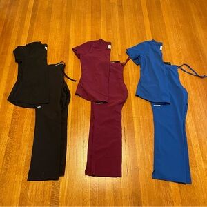 Scrubs set of 3 in size Large - Black, Burgundy, Blue